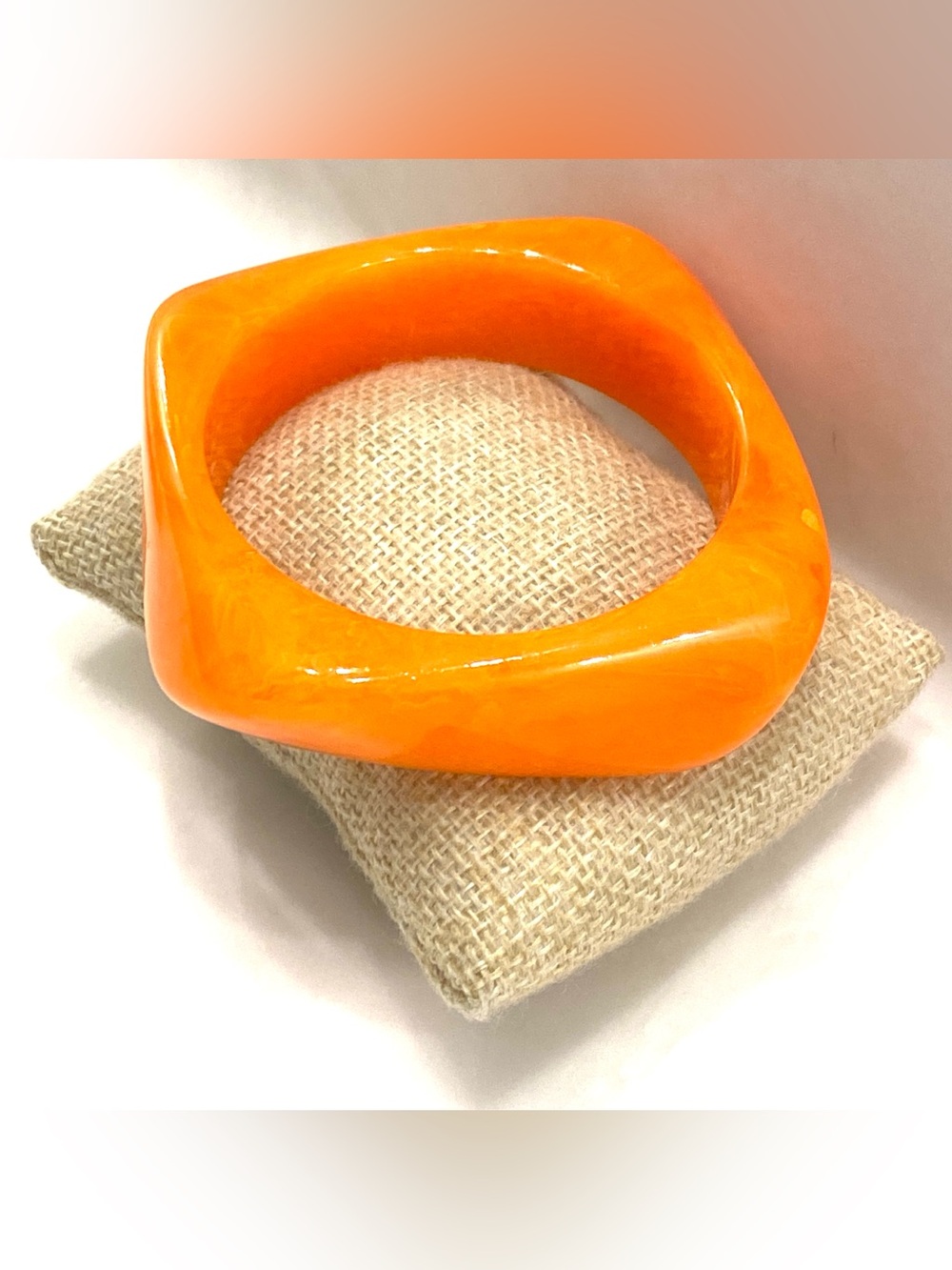 Bright Orange Square Bangle Bracelet